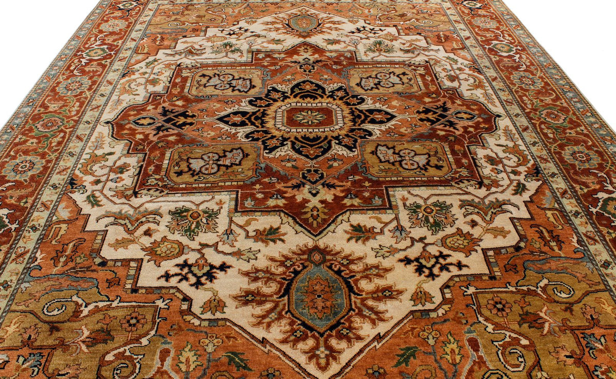 9x12 Ivory and Rust Anatolian Persian Rug