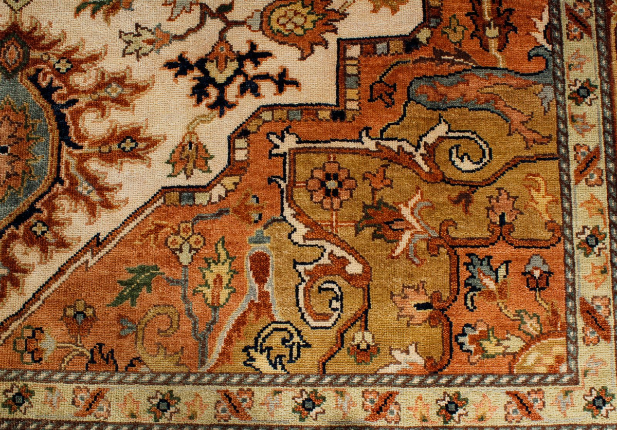9x12 Ivory and Rust Anatolian Persian Rug