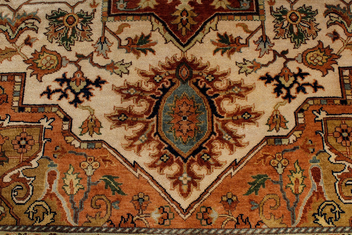 9x12 Ivory and Rust Anatolian Persian Rug
