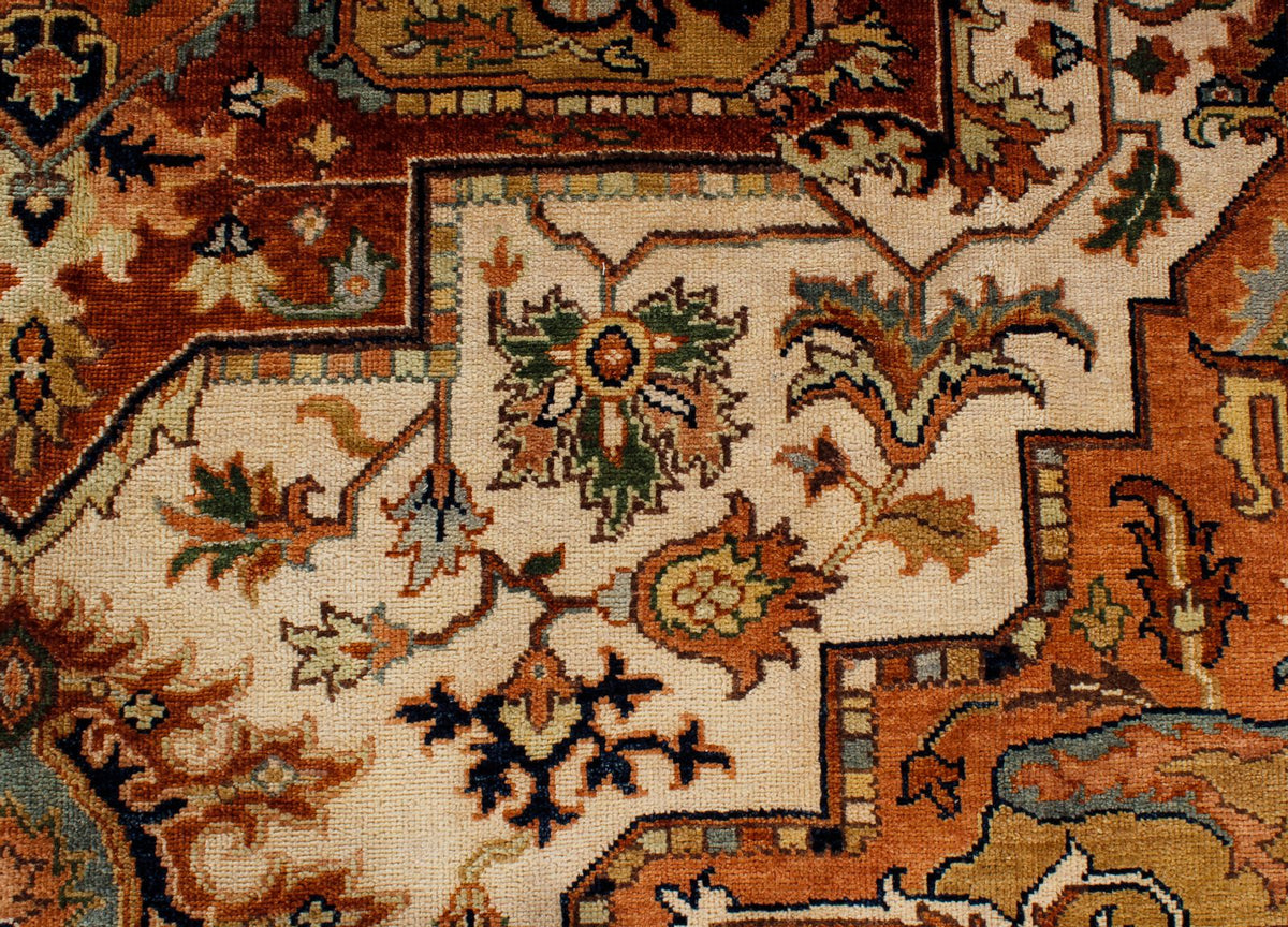 9x12 Ivory and Rust Anatolian Persian Rug