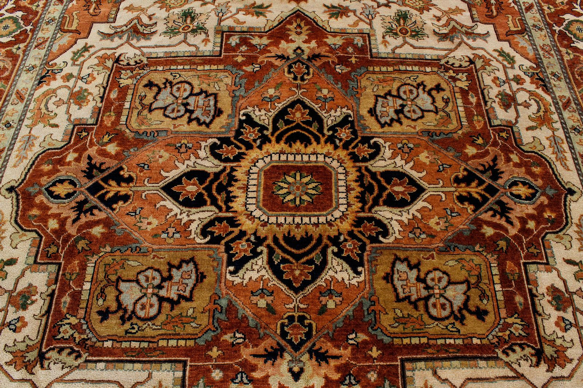 9x12 Ivory and Rust Anatolian Persian Rug