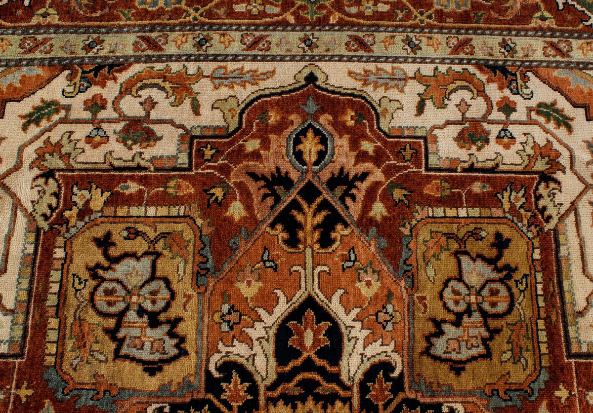 9x12 Ivory and Rust Anatolian Persian Rug