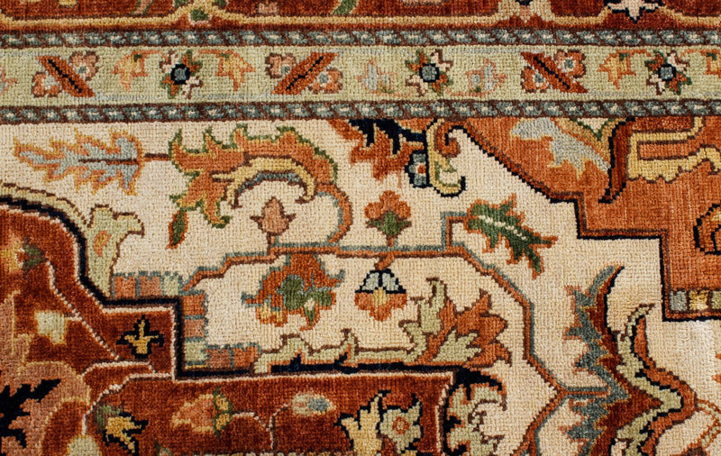 9x12 Ivory and Rust Anatolian Persian Rug