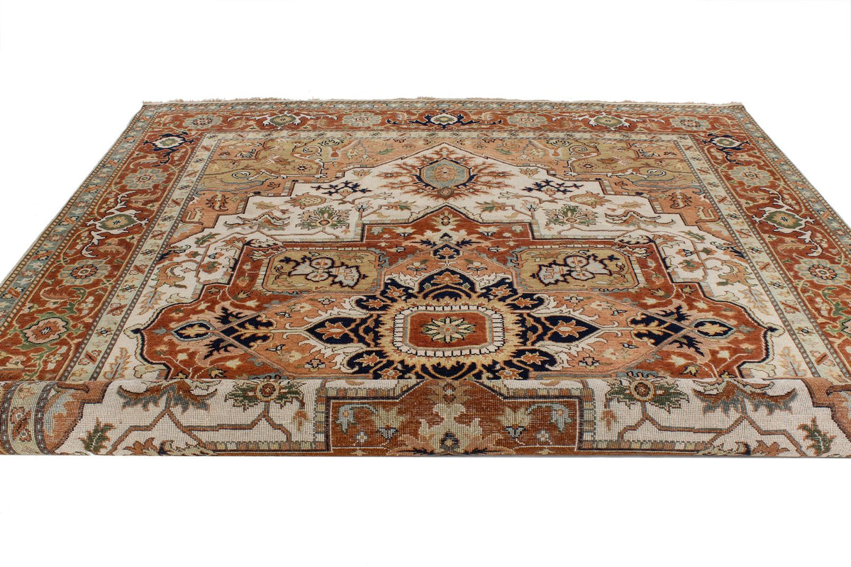 9x12 Ivory and Rust Anatolian Persian Rug