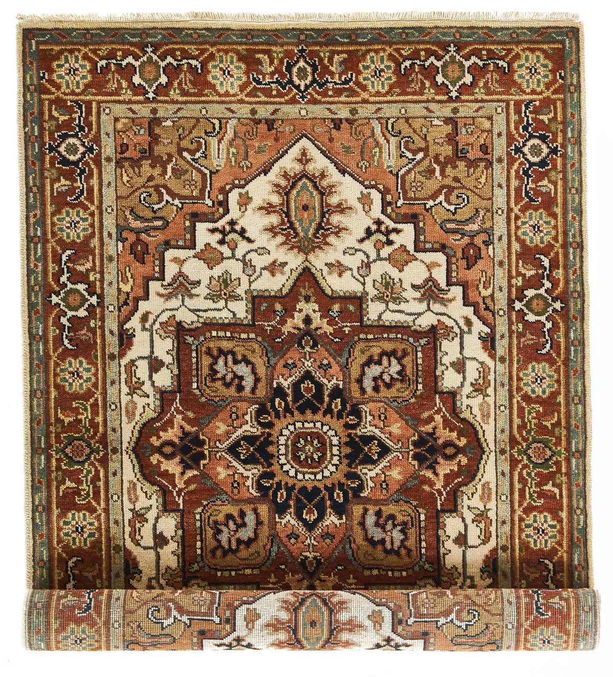 4x6 Ivory and Rust Anatolian Persian Rug