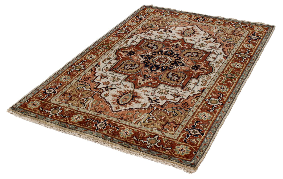 4x6 Ivory and Rust Anatolian Persian Rug