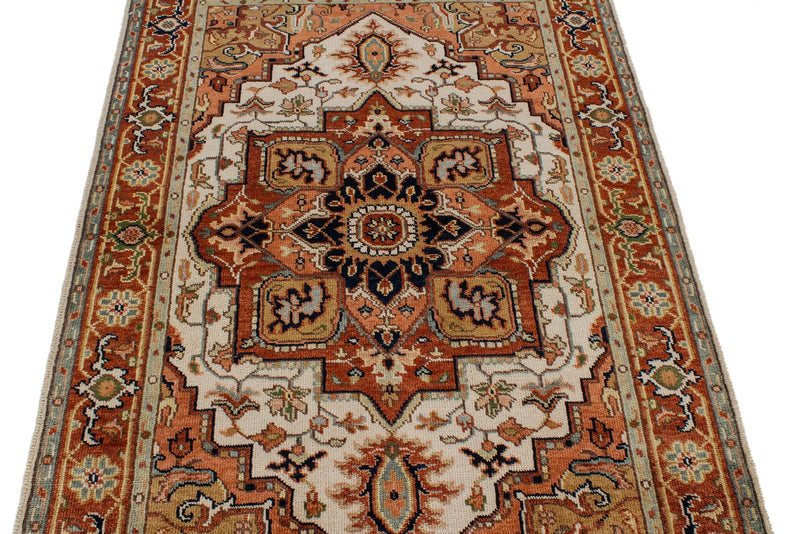 4x6 Ivory and Rust Anatolian Persian Rug