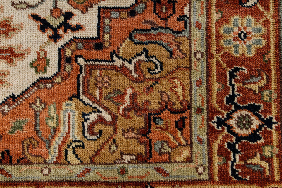 4x6 Ivory and Rust Anatolian Persian Rug