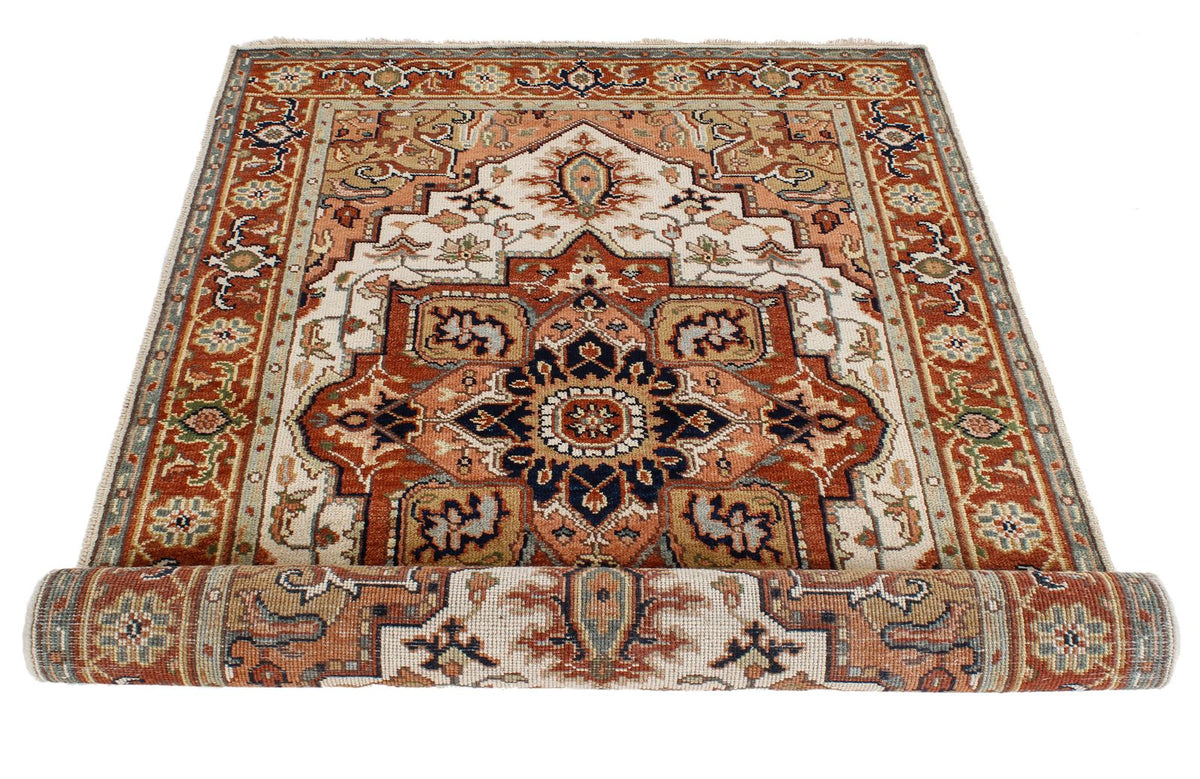 4x6 Ivory and Rust Anatolian Persian Rug