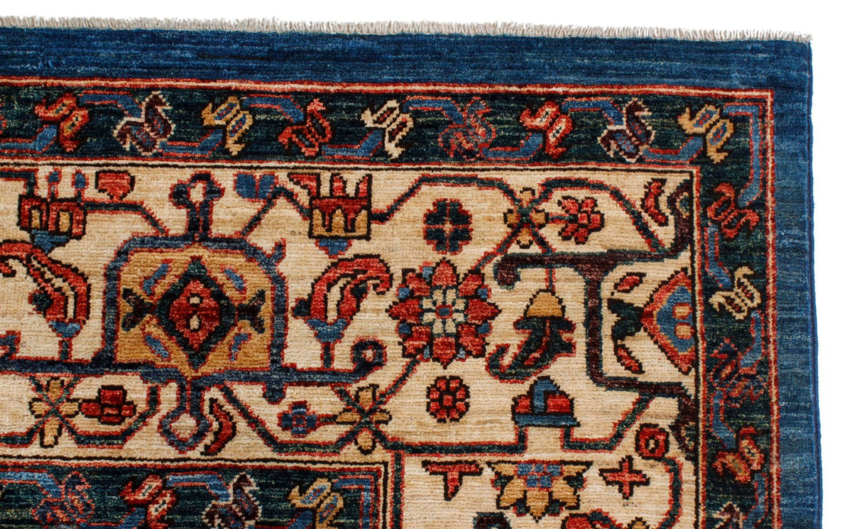 9x12 Blue and Ivory Anatolian Traditional Rug