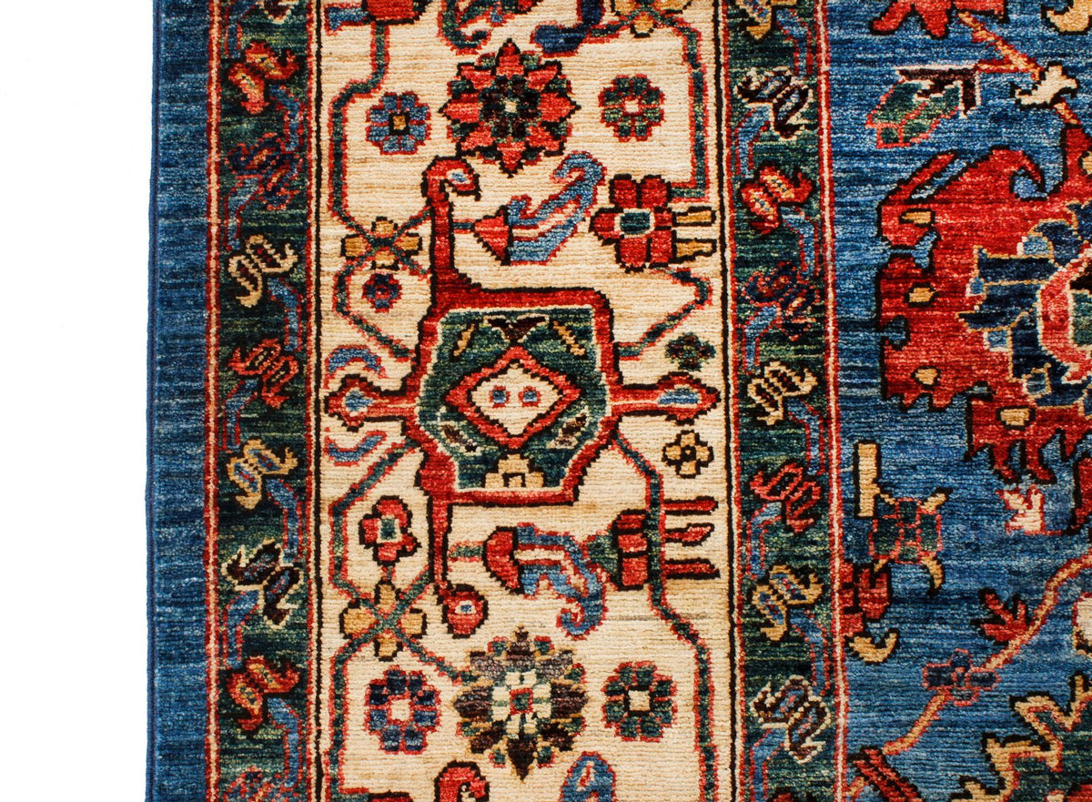 9x12 Blue and Ivory Anatolian Traditional Rug