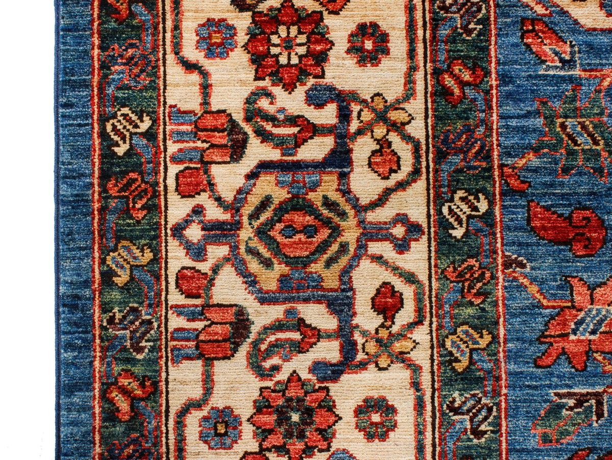 9x12 Blue and Ivory Anatolian Traditional Rug