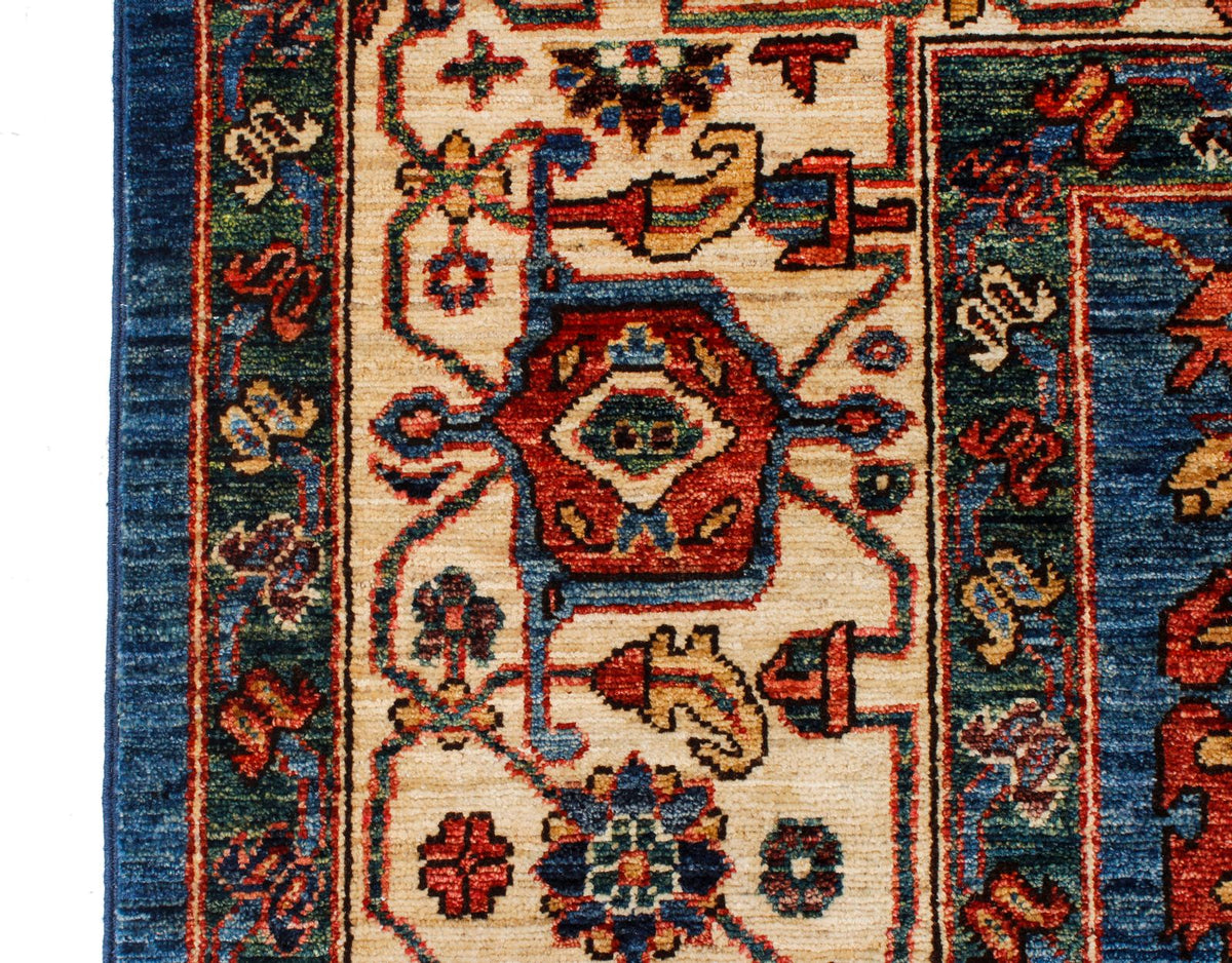 9x12 Blue and Ivory Anatolian Traditional Rug