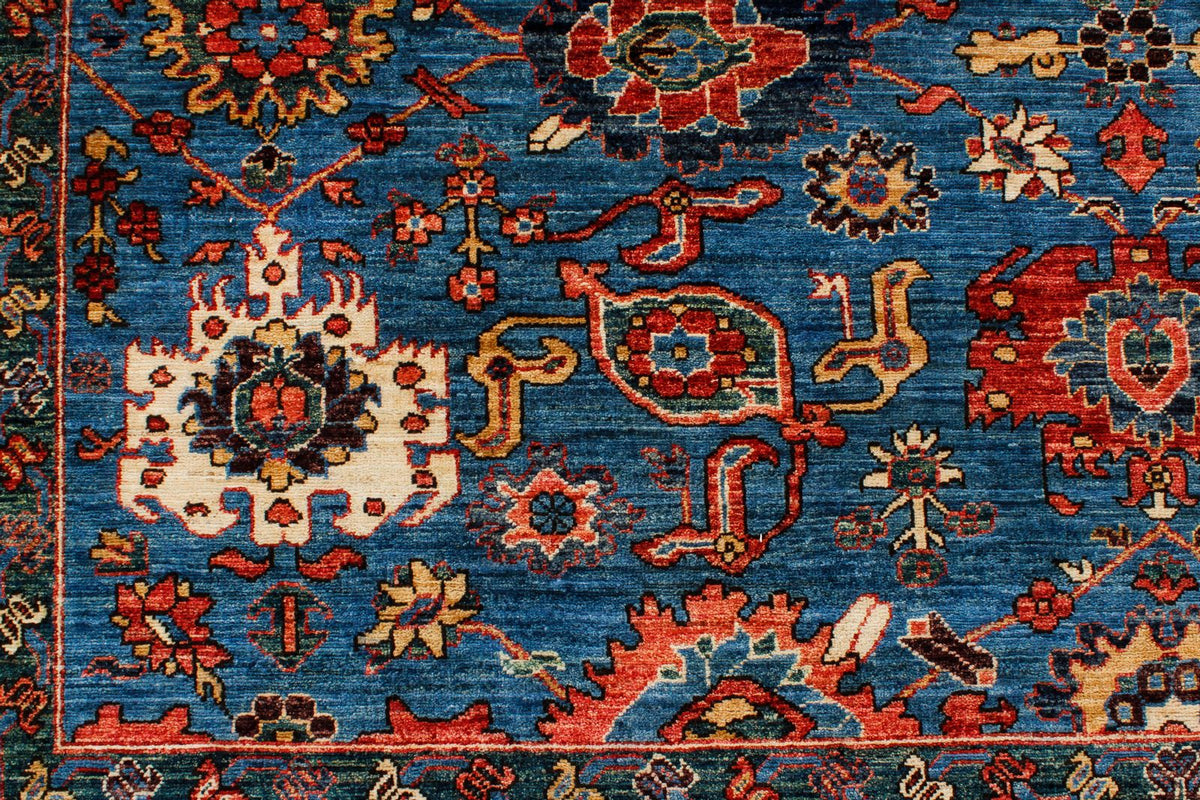 9x12 Blue and Ivory Anatolian Traditional Rug