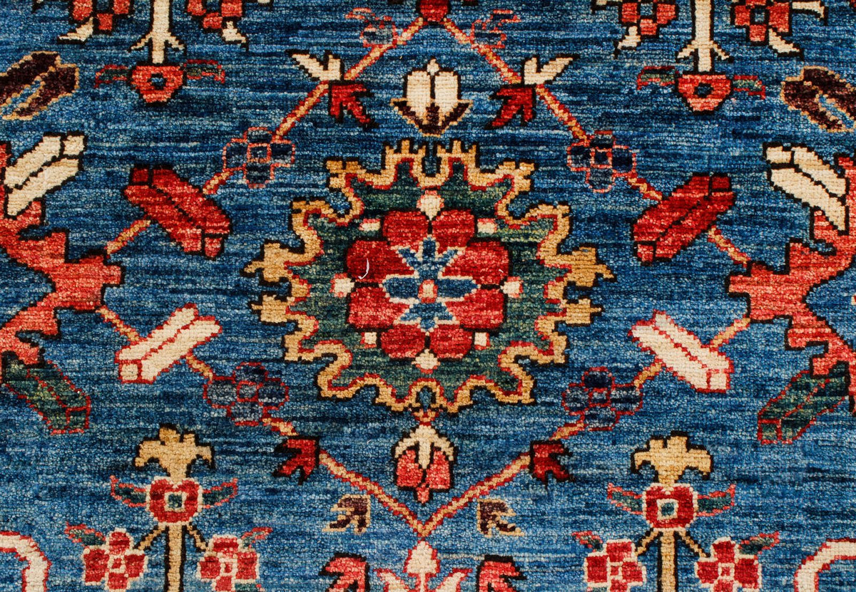 9x12 Blue and Ivory Anatolian Traditional Rug