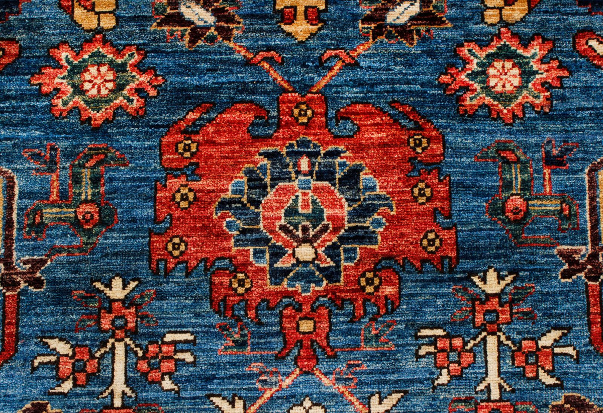 9x12 Blue and Ivory Anatolian Traditional Rug