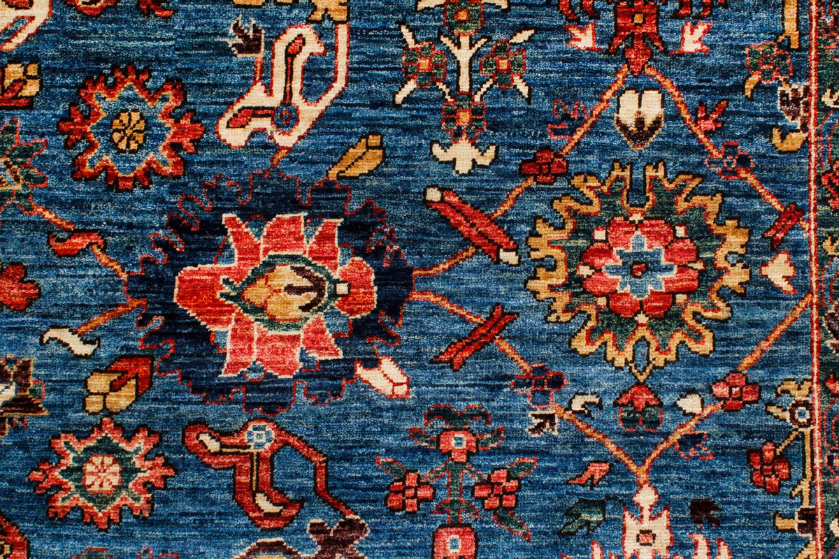 9x12 Blue and Ivory Anatolian Traditional Rug