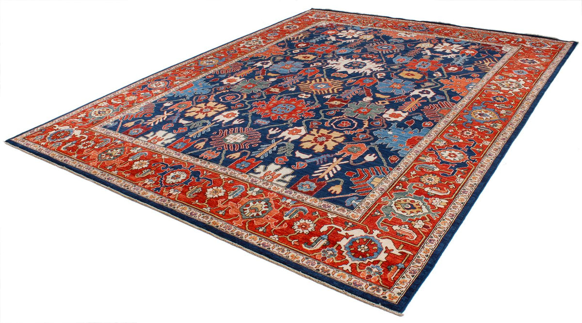 9x12 Navy and Red Anatolian Traditional Rug