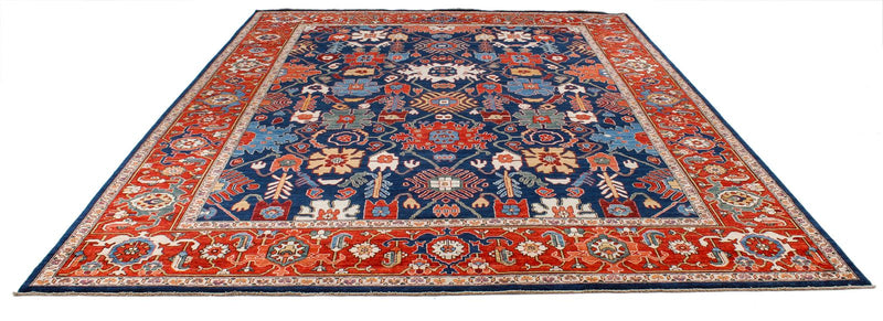 9x12 Navy and Red Anatolian Traditional Rug