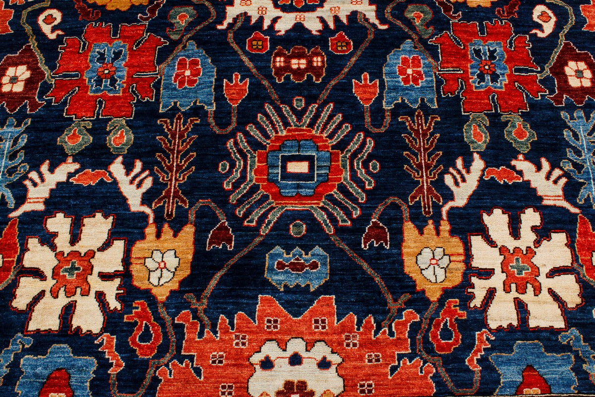 9x12 Navy and Red Anatolian Traditional Rug