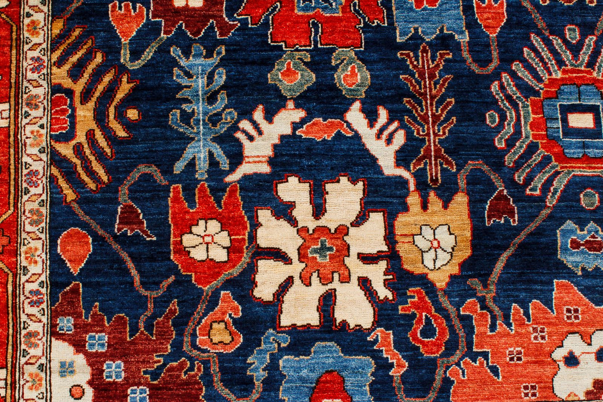 9x12 Navy and Red Anatolian Traditional Rug