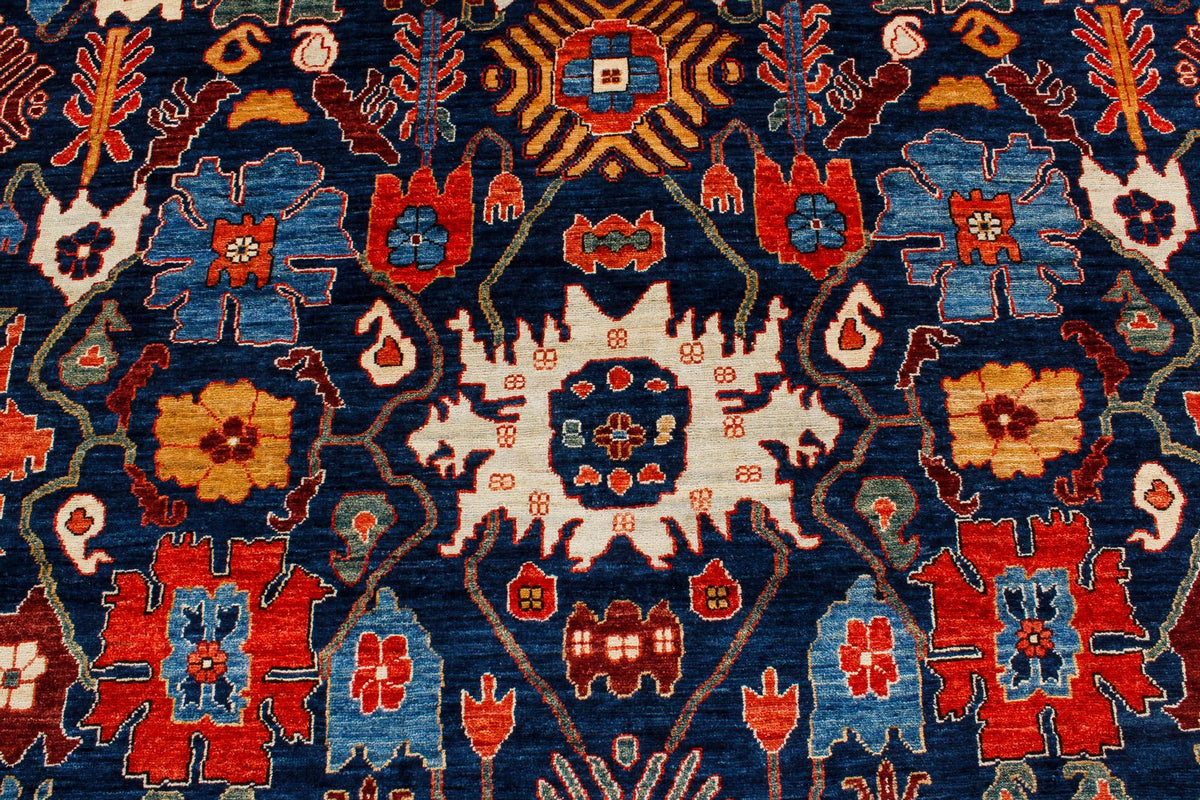 9x12 Navy and Red Anatolian Traditional Rug