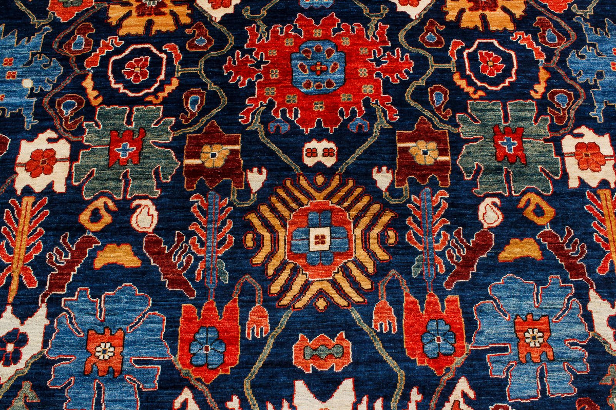 9x12 Navy and Red Anatolian Traditional Rug