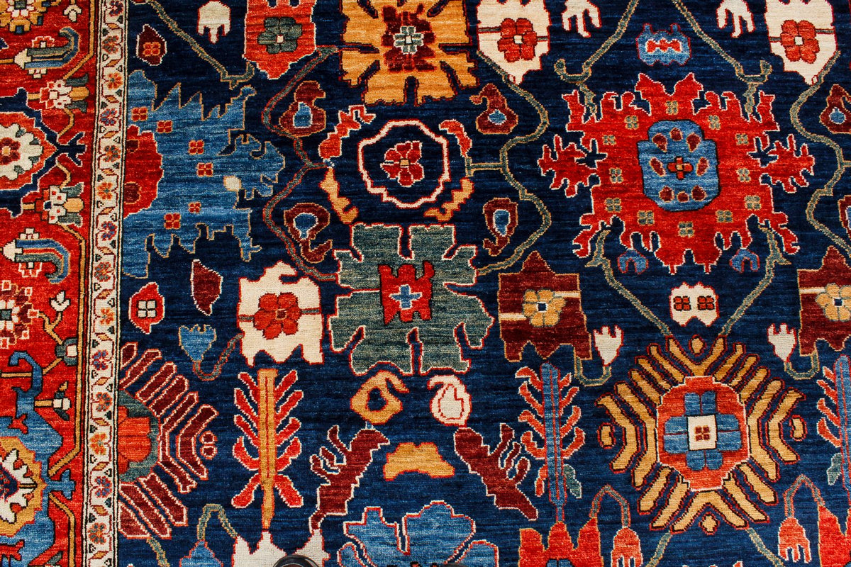 9x12 Navy and Red Anatolian Traditional Rug