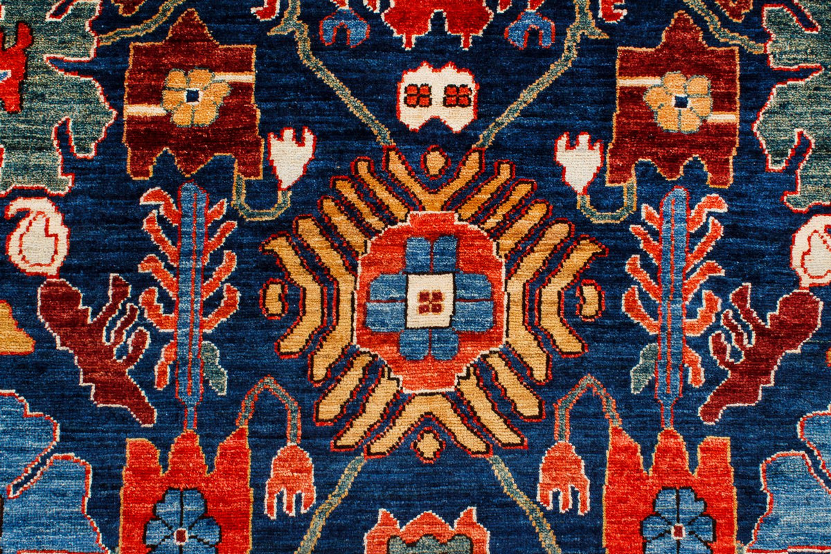 9x12 Navy and Red Anatolian Traditional Rug