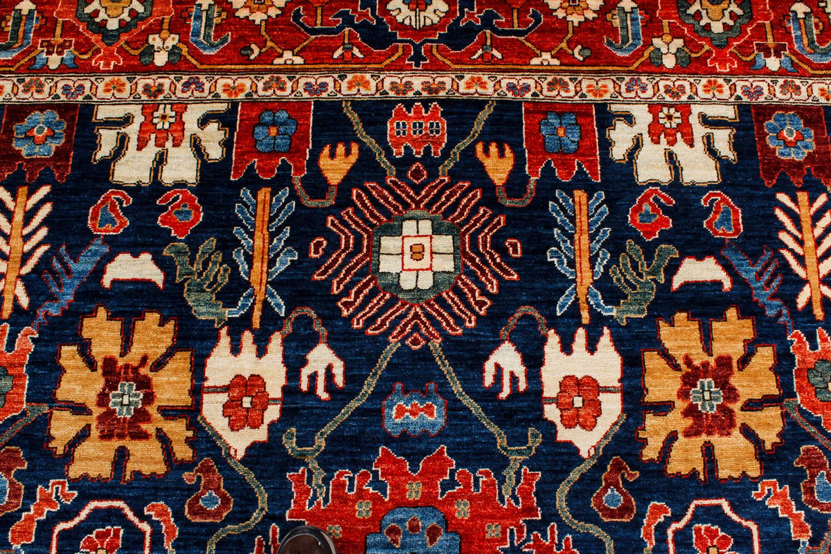 9x12 Navy and Red Anatolian Traditional Rug