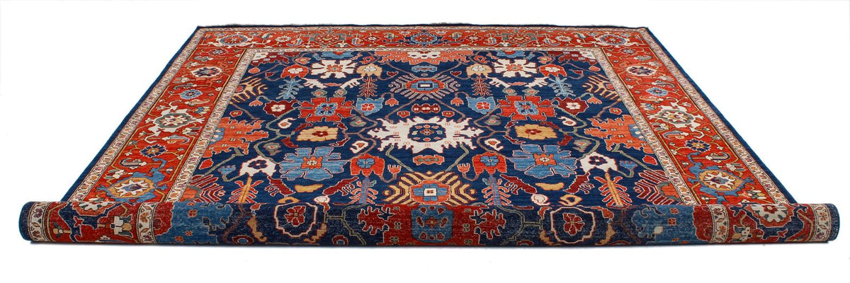9x12 Navy and Red Anatolian Traditional Rug
