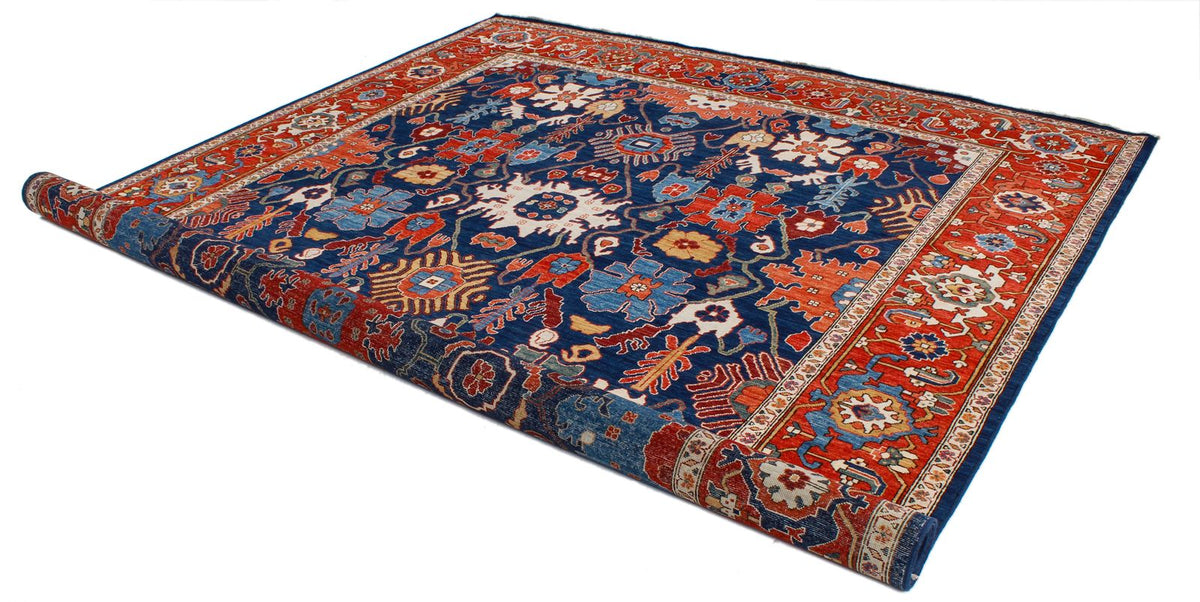 9x12 Navy and Red Anatolian Traditional Rug