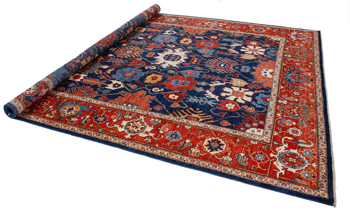 9x12 Navy and Red Anatolian Traditional Rug