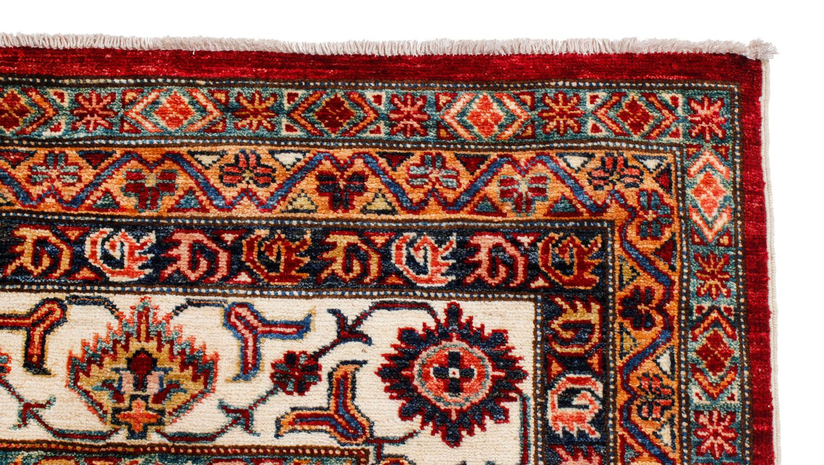 9x12 Red and Ivory Kazak Tribal Rug