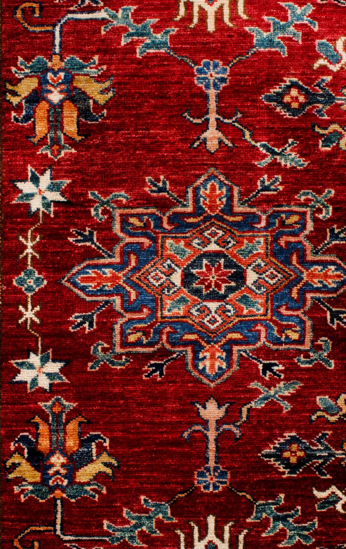 9x12 Red and Ivory Kazak Tribal Rug