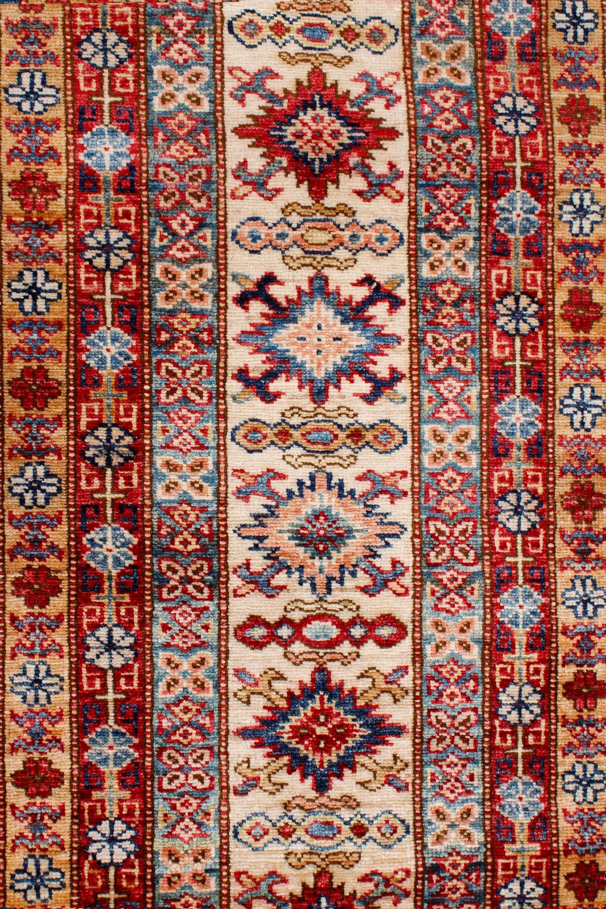 9x12 Navy and Ivory Kazak Tribal Rug