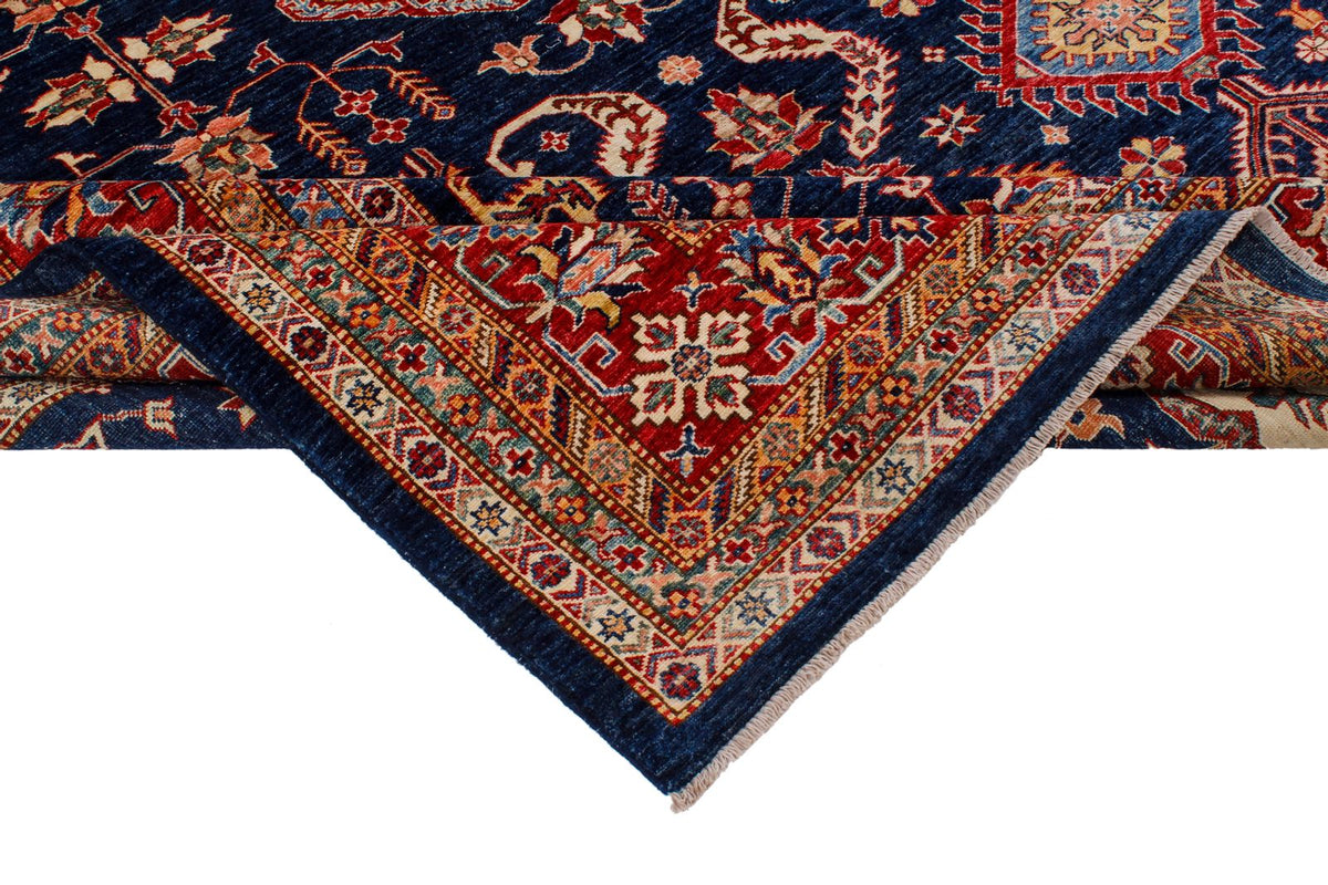 9x12 Navy and Red Kazak Tribal Rug
