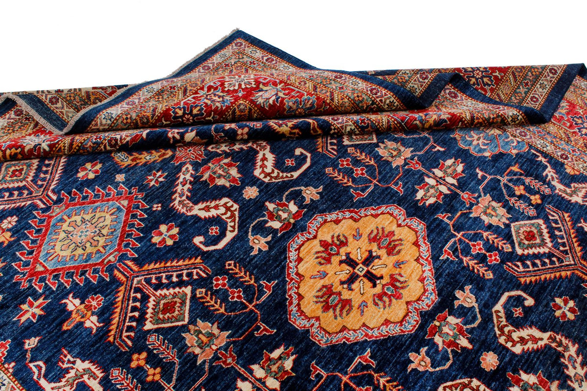 9x12 Navy and Red Kazak Tribal Rug