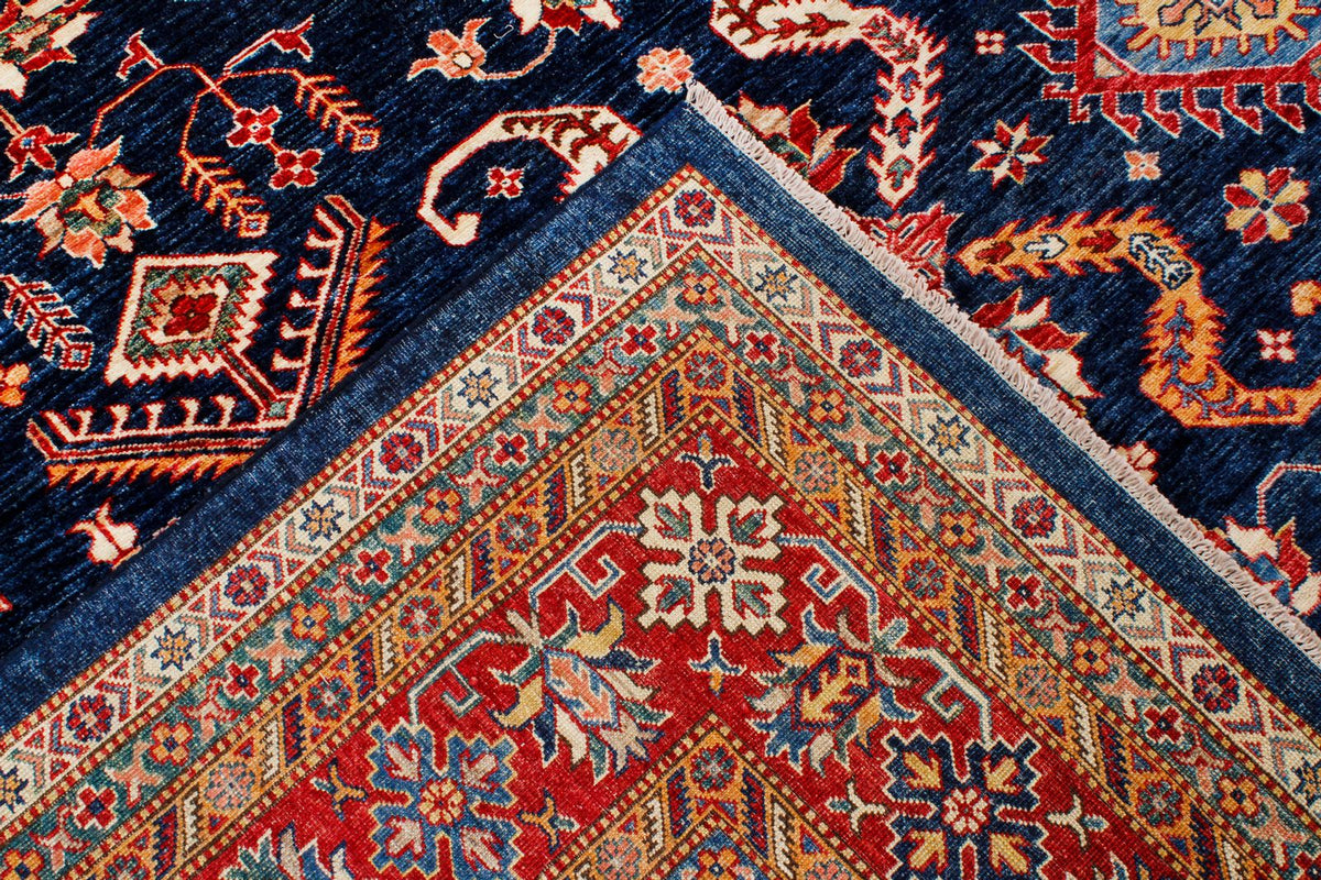 9x12 Navy and Red Kazak Tribal Rug