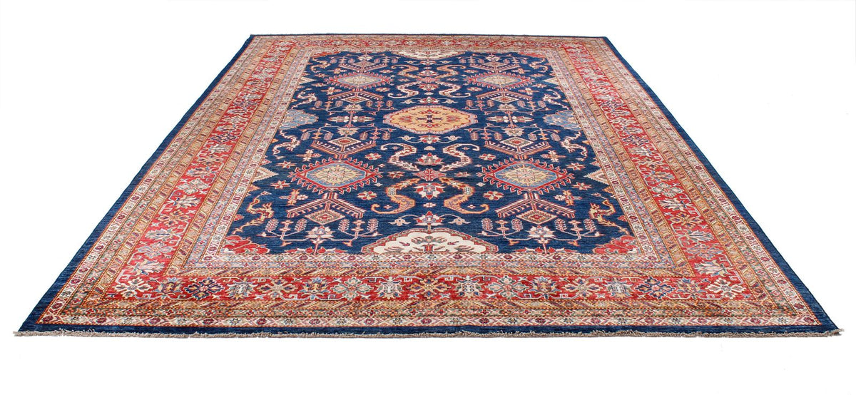 9x12 Navy and Red Kazak Tribal Rug