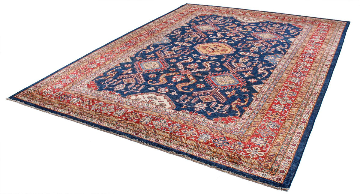9x12 Navy and Red Kazak Tribal Rug