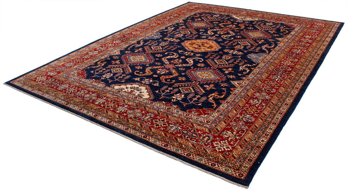 9x12 Navy and Red Kazak Tribal Rug