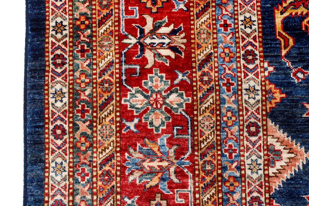 9x12 Navy and Red Kazak Tribal Rug