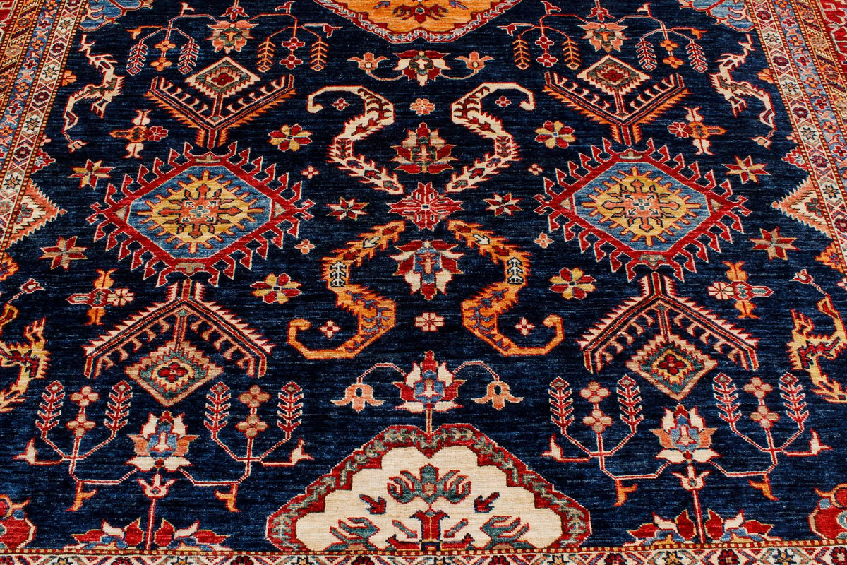 9x12 Navy and Red Kazak Tribal Rug