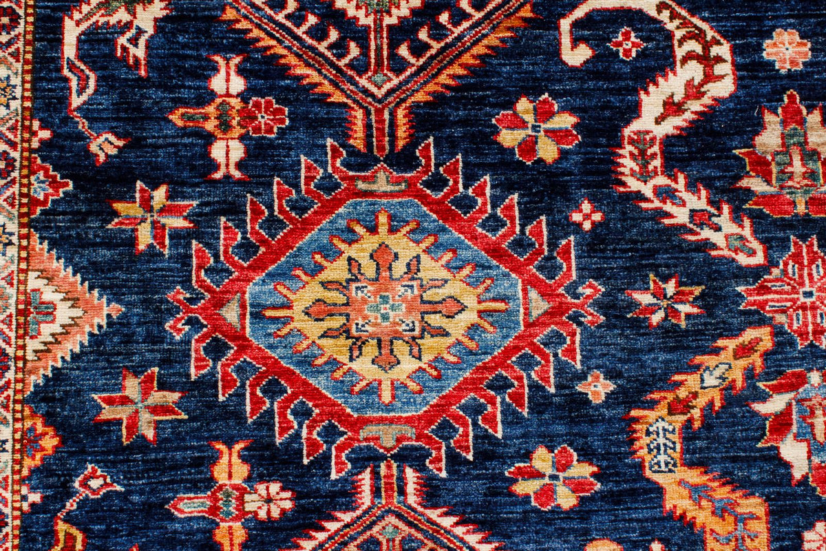 9x12 Navy and Red Kazak Tribal Rug
