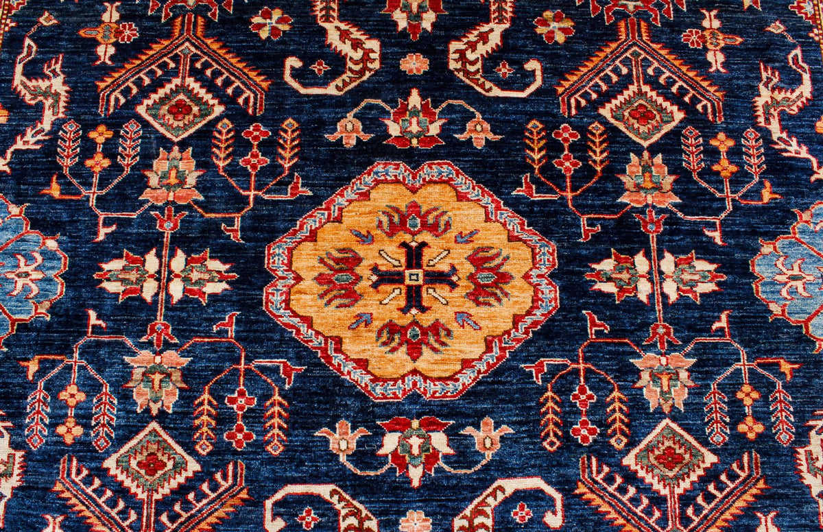 9x12 Navy and Red Kazak Tribal Rug