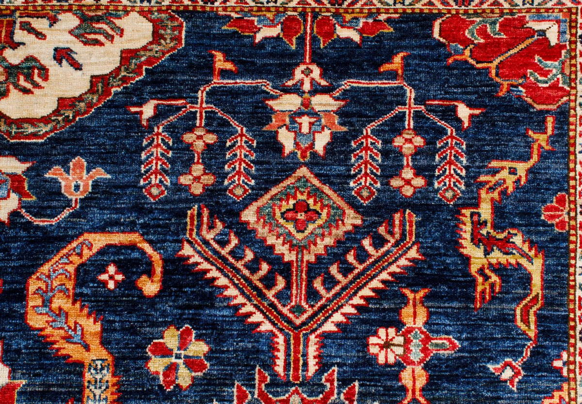 9x12 Navy and Red Kazak Tribal Rug