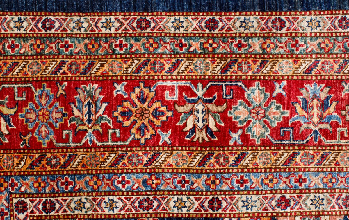 9x12 Navy and Red Kazak Tribal Rug
