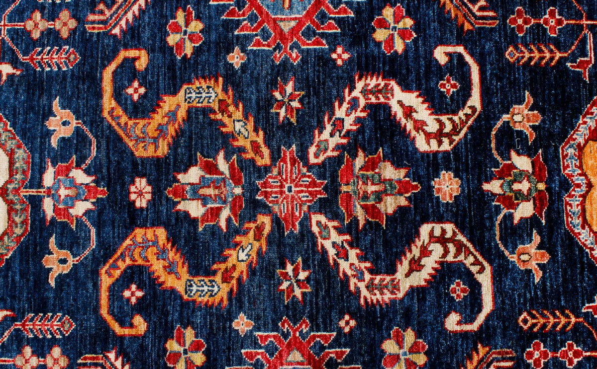 9x12 Navy and Red Kazak Tribal Rug