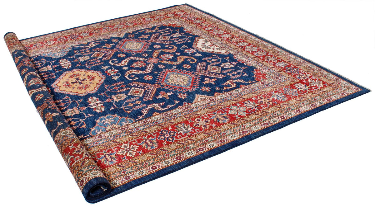 9x12 Navy and Red Kazak Tribal Rug